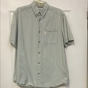 (👀3 For $20) Columbia Men's Medium Blue  Plaid Short Sleeve Button Down Shirt